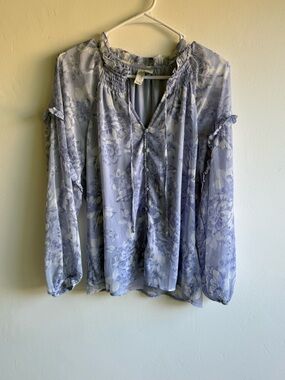 Joie Blue Floral Printed Blouse size Medium